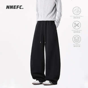 男潮牌高街垂感运动百搭直筒休闲裤 NNEFC美式 深灰色解构弯刀卫裤