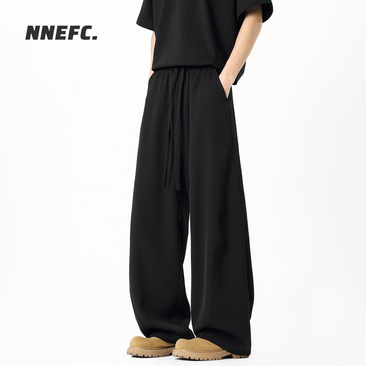 NNEFC美式弯刀裤男女垂感阔腿黑色宽松百搭直筒休闲西裤