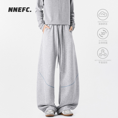 NNEFC美式高街哈苏线弯刀卫裤男秋季松弛感重磅休闲宽松阔腿裤子