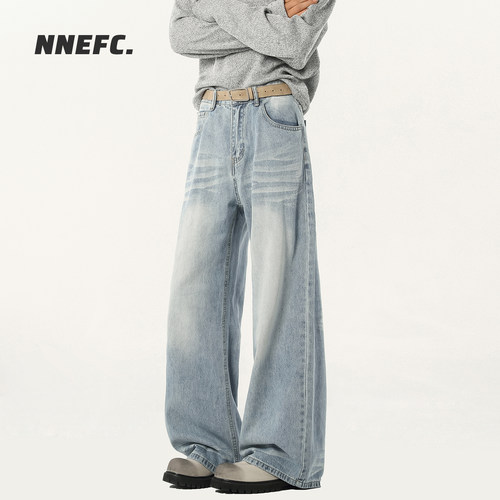 NNEFC美式复古水洗潮牌牛仔裤