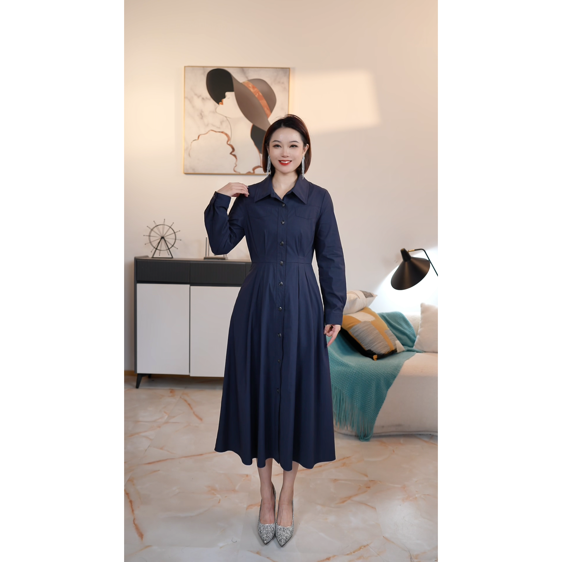 【撤柜清仓】J夏气质通勤高级感短袖扭结收腰显瘦连衣裙 J7