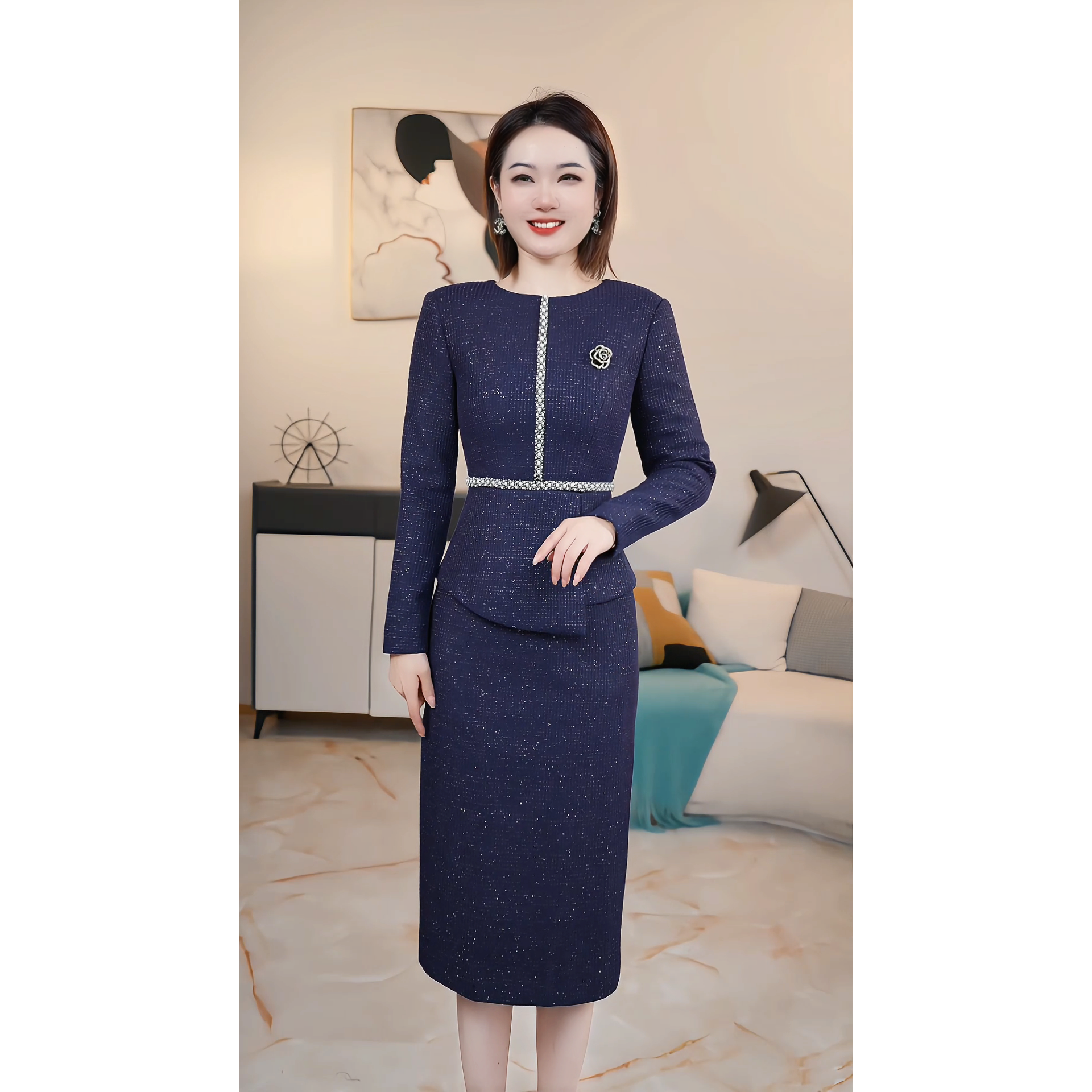 【撤柜清仓】D高端大码原创遮肉显瘦连衣裙 DA79