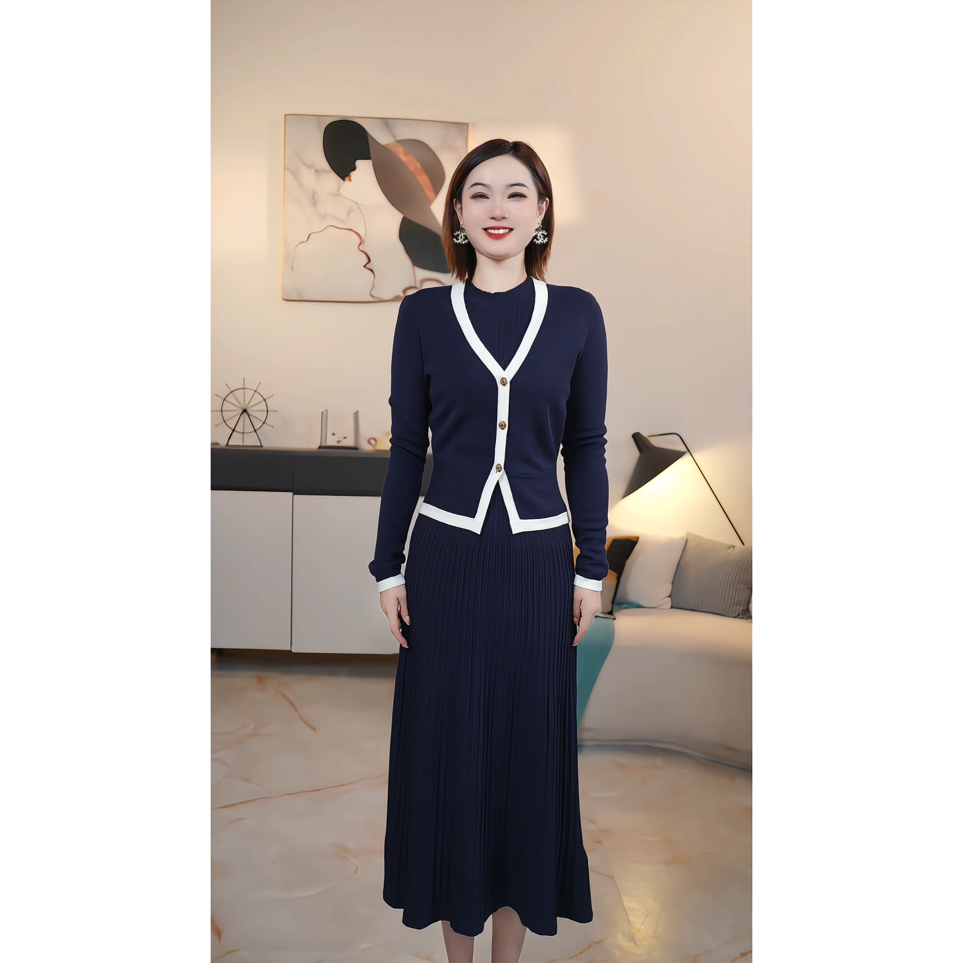 【撤柜清仓】J秋冬气质通勤高级感扭结收腰显瘦连衣裙 J34