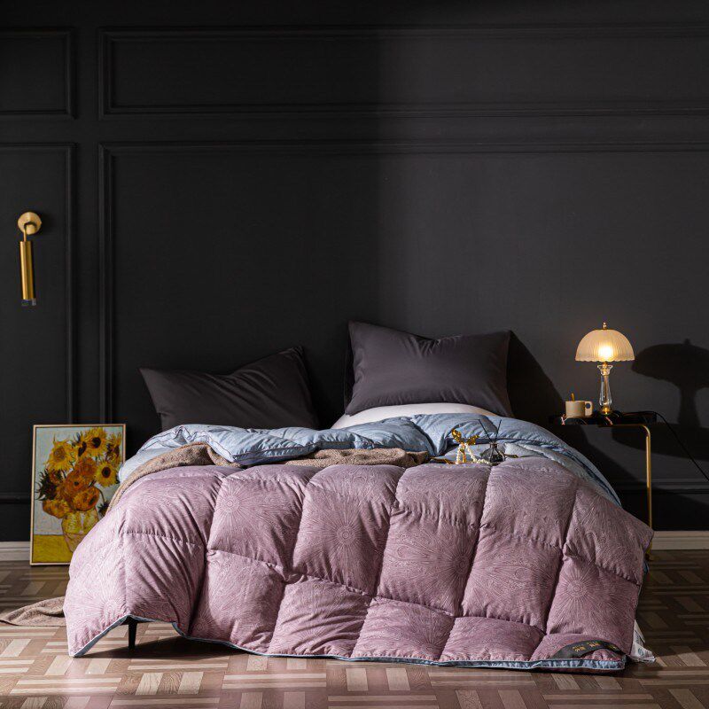 数码印花自充绒鹅绒被套加厚糯棉磨毛防钻绒羽绒被半成品被壳