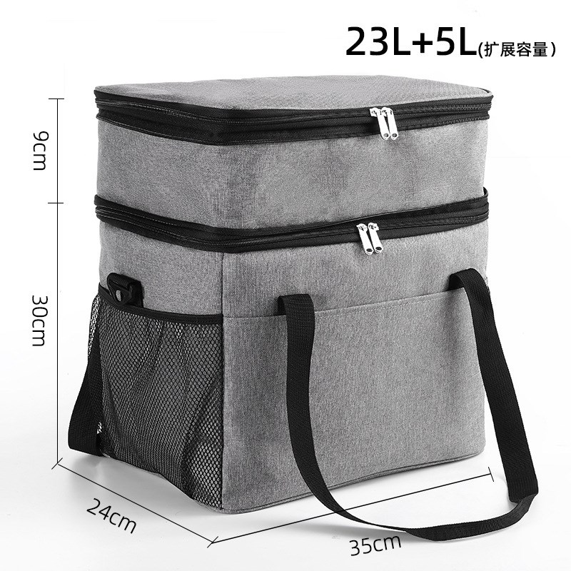 跨境新款双层保温袋牛津布大容量饭盒袋PEVA防水野餐包户外保温包