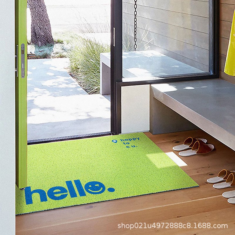 创意地垫PVC丝圈脚垫网红进户入户门门垫可定图案LOGO