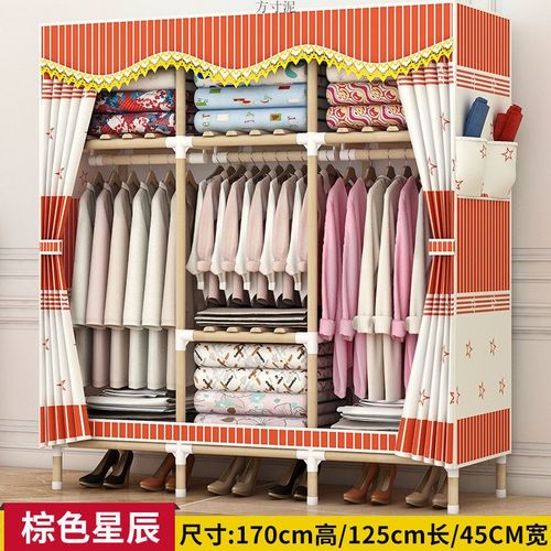 衣柜简易组装衣橱实木家用衣柜卧室家具出租屋加厚加粗布衣柜