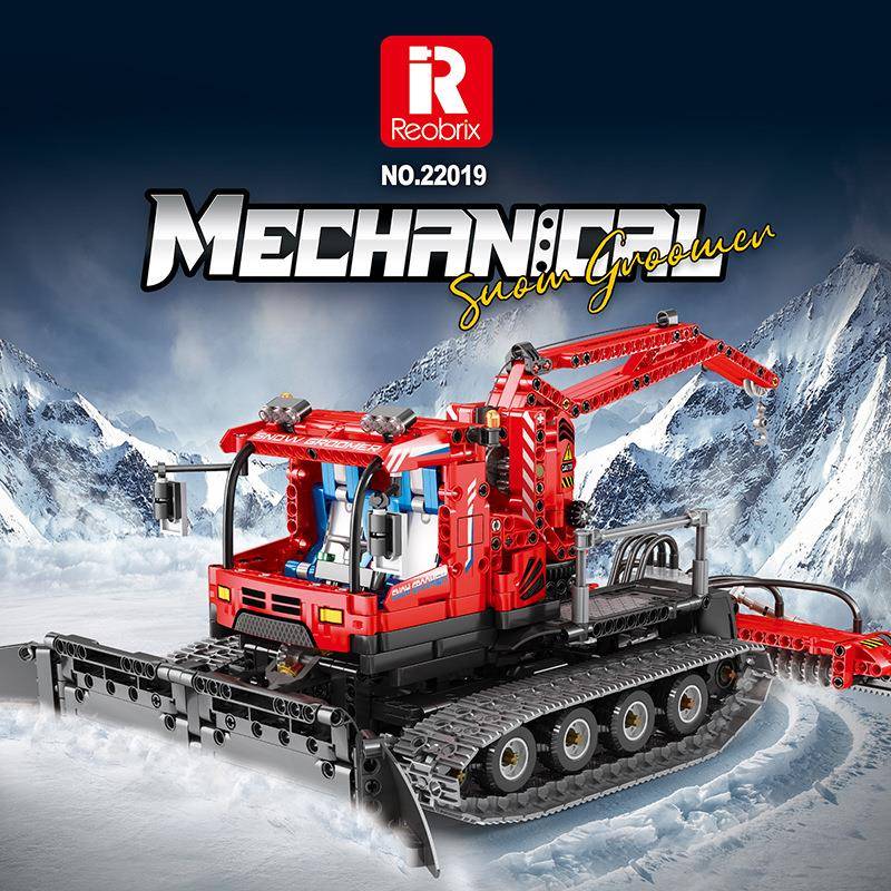 Reobrix22019动力工程雪地平整车遥控积木模型益智拼插装玩具