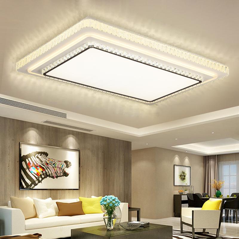2019年新款水晶客厅灯简约现代大气长方形房间轻奢卧室led吸顶灯