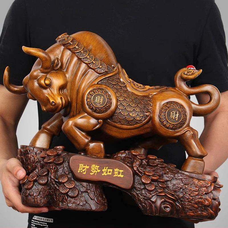 财运如虹牛摆件招财牛家居客厅老板办公室桌面股市旺市牛市装饰品