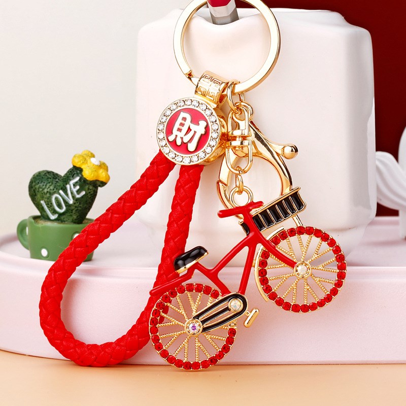 镶钻新款小单车汽车钥匙扣女韩国可爱创意精致包挂件钥匙链圈礼品