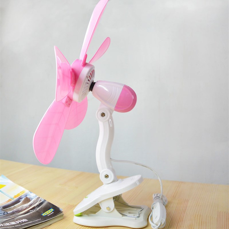 五叶风扇学生宿舍办公室台扇 床头用迷你电风扇寝室静音夹扇大风