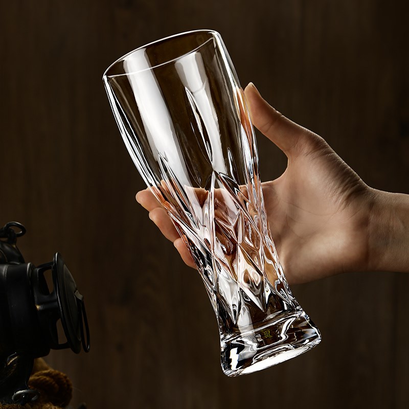 商用创意水晶刻花玻璃啤酒杯加厚网红高颜值雕花精酿扎啤杯大容量