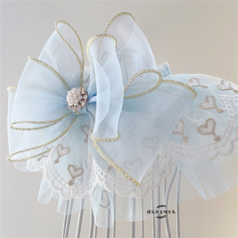 春款上新大型宠物狗蕾丝生日装饰长短毛猫咪婚礼饰品领结宠物婚纱