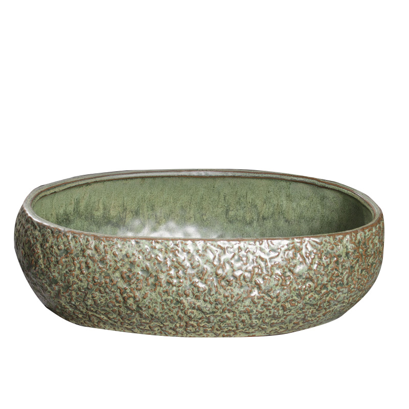 古法养鱼生态造景碗莲陶瓷花盆家用阳台水培池小型装饰仿石头鱼缸