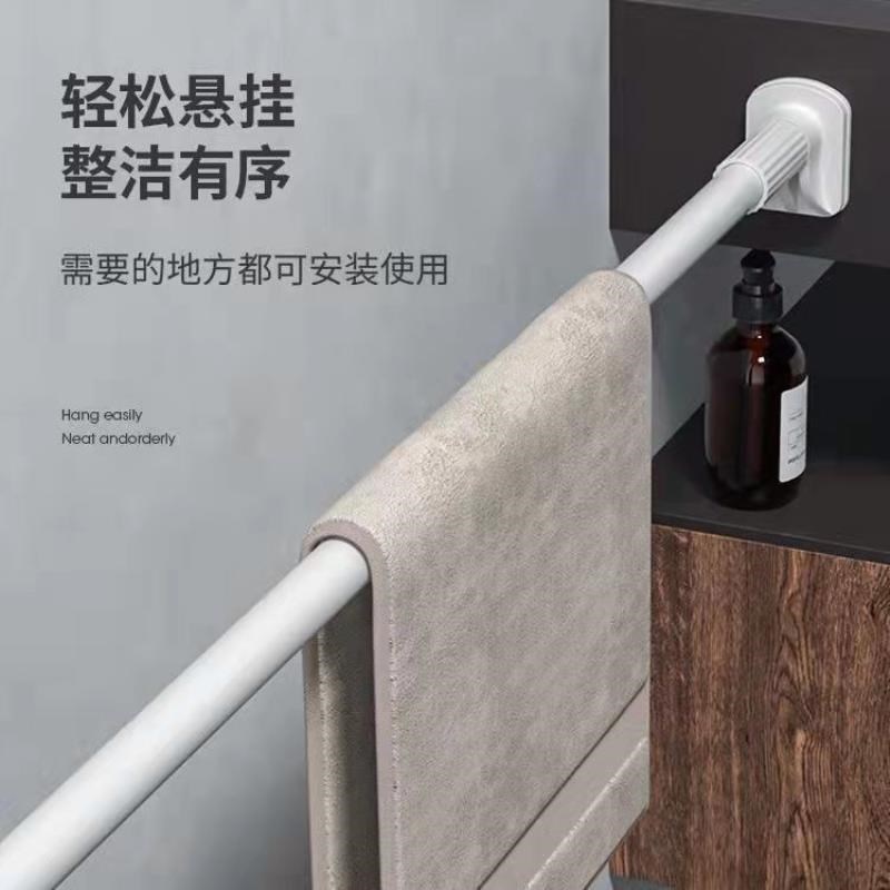 免打孔晾衣杆伸缩杆安装不锈钢支撑架收缩室内阳台挂衣柜窗帘杆子