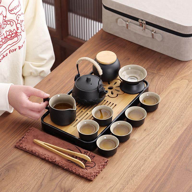 功夫旅行茶具套装便携式户外简约家用中式陶瓷泡茶壶茶杯储水茶盘,餐饮具,旅行茶具,淘宝优惠券,粉丝福利购,淘宝优惠卷