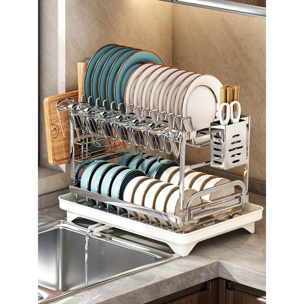 厨房置物架家用碗碟收纳架放盘子沥水架多功能烹饪用具碗柜储物架