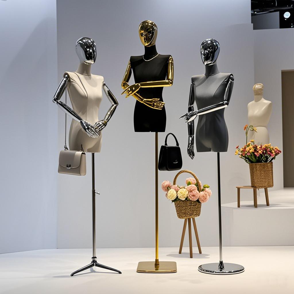 韩版平肩直角肩麂皮绒模特道具女服装店橱窗人台假人半全身展示架