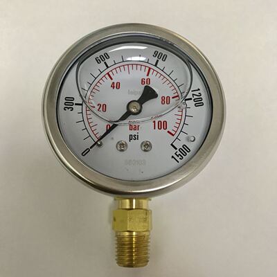 压力表 充油式 耐震 直径63mm 压力100bar 1500psi 螺纹 NPT1/4