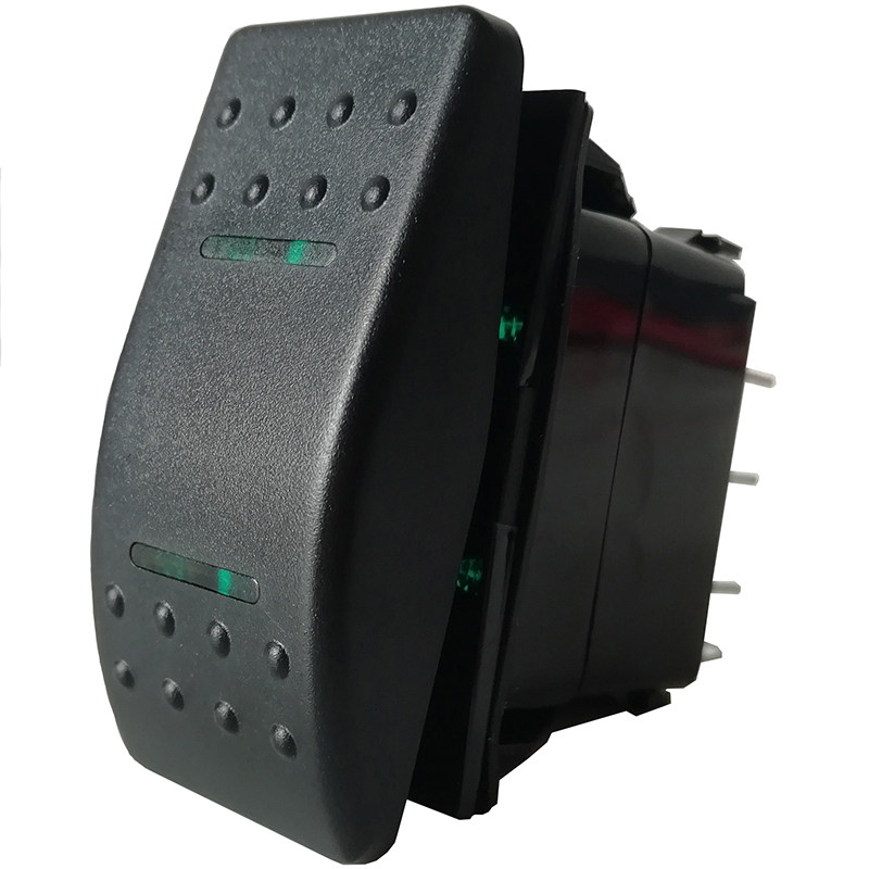 12V汽车开关翘板七脚三档绿灯3档自复位双边24V船型电器改装新品