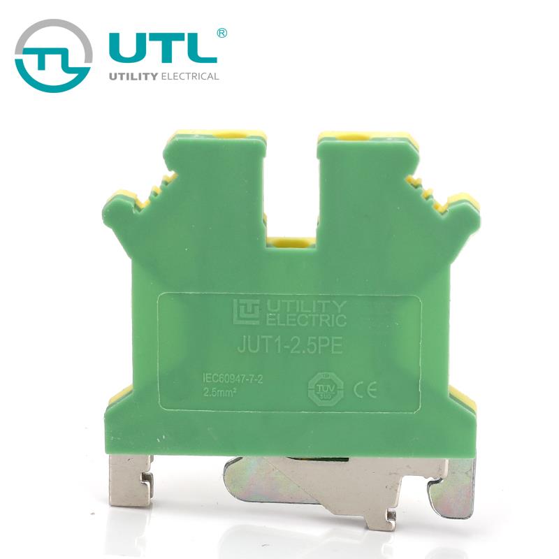 尤提乐JUT1-2.5PE 卡规式螺钉接地端子 工业电缆零线地线端子
