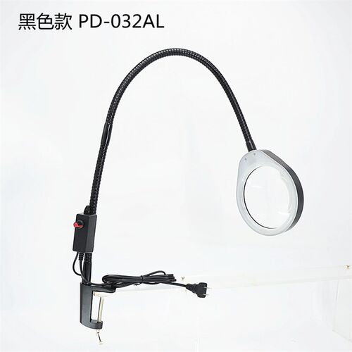 长臂支架夹式带LED灯放大镜PD032AL装饰照明老年人阅读电子钟表手