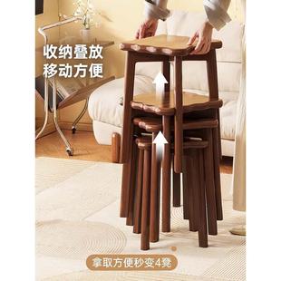 餐凳家客SAT厅现代简约凳可叠放方凳矮凳椅 木凳子圆用厨房实中式