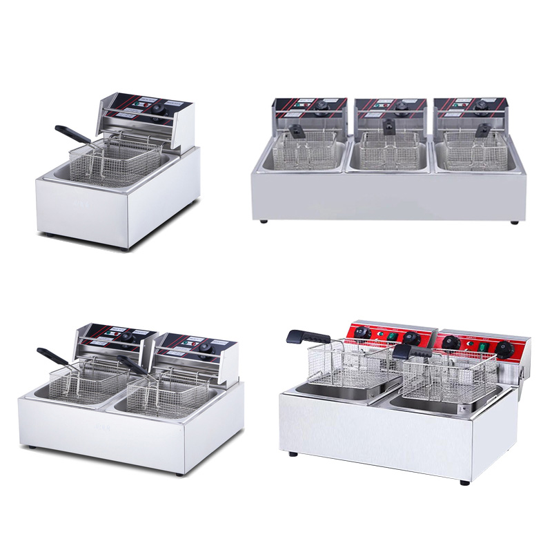 不锈钢电热炸炉油炸锅炸串炸鸡翅商用炸油条机单缸双缸全自动小型