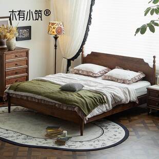桃黑胡美式乡村风法式复古原婚床古风中北68093木美主卧复古全风