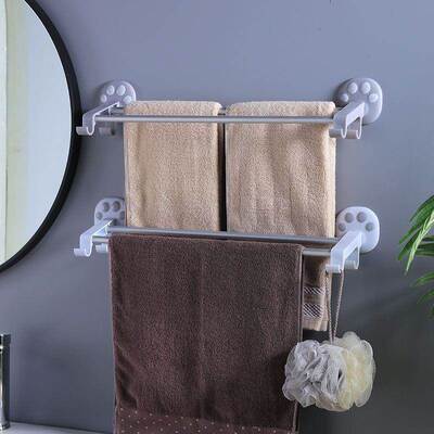 毛巾架打孔不钢厚挂毛巾锈的架子卫生567免间挂钩置物架毛加巾杆