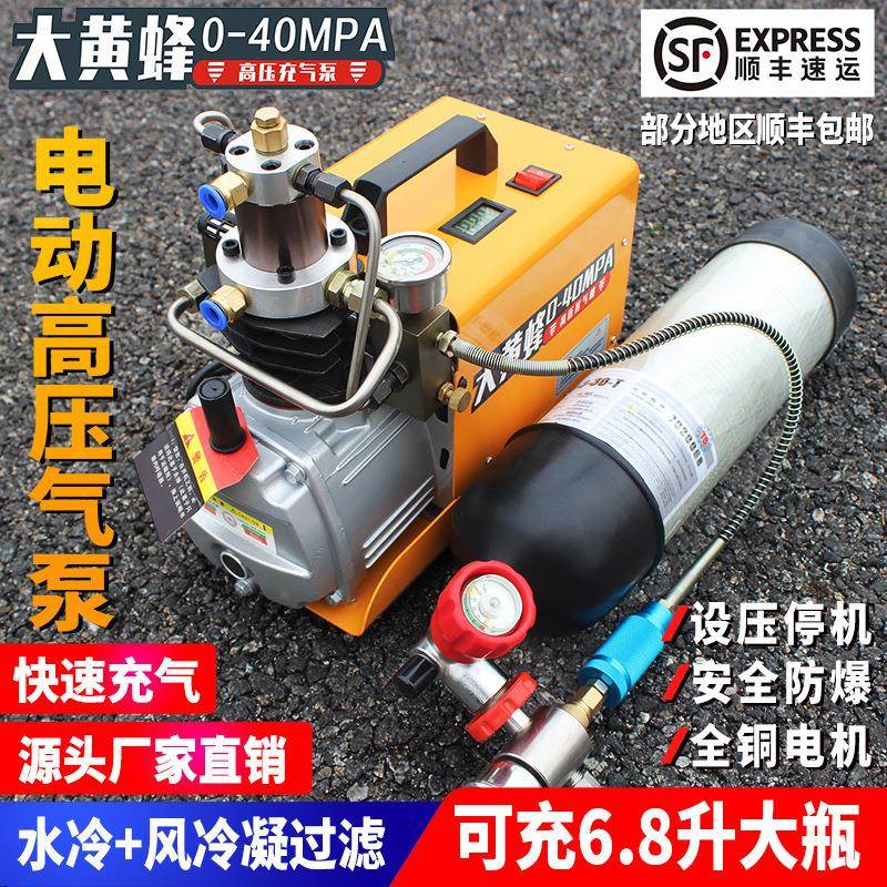 大黄泵蜂高压打气型机m30pa高压气泵40mpa小单缸水冷电FIA动充气