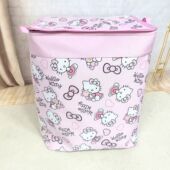 粉色猫咪衣物收纳卡通印花收纳箱大容量可折叠带盖布艺整理箱