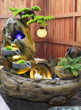 大型田园流水喷泉鱼缸落地假山摆件花园庭院别墅阳台造景装饰