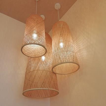 中式手工竹编竹艺竹篾灯笼 民宿客栈楼梯间大堂吊灯 火锅店咖啡厅