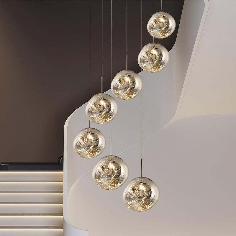 现代简约熔岩吊灯北欧设计师别墅楼梯长loft复式楼客厅个性餐厅灯