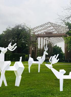 户外园林动物小品几何块面鹿售楼部商场景区装饰玻璃钢雕塑大摆件