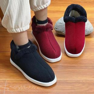 子 保暖加绒加厚V口防滑耐磨软底灯芯绒男女士鞋 手工棉鞋 女冬季