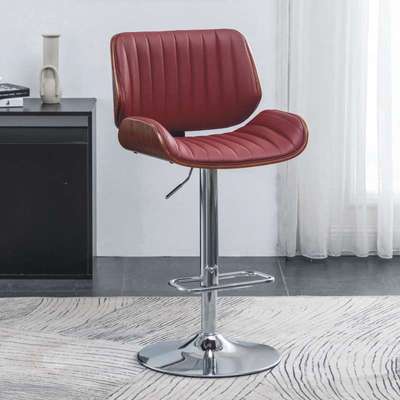 升降吧台椅现代简约家用实木吧椅轻奢靠背旋转酒吧椅高脚凳吧台凳