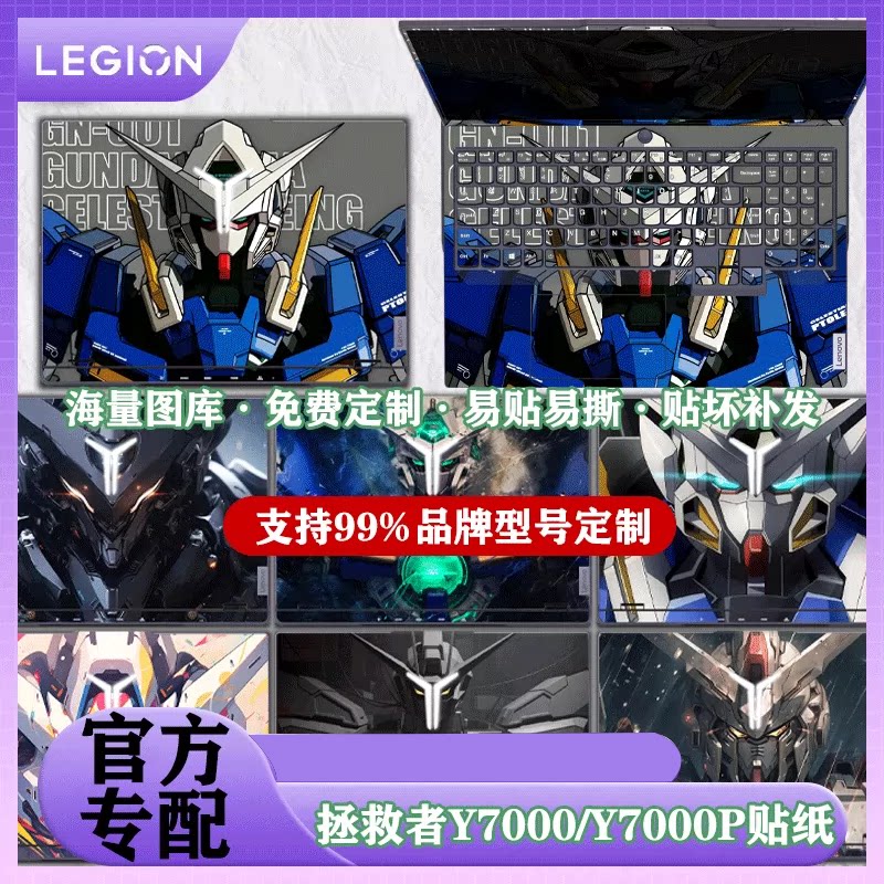 适用于联想拯救者y7000y7000p全系列全套笔记本贴膜保护膜机甲高达动漫全套电脑炫彩贴纸全套定制保护壳