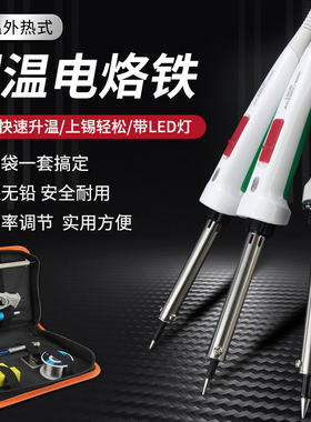 电烙铁套装家用双功率带开关焊锡枪工业级恒温可调温电焊笔电洛铁