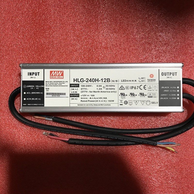 台湾明纬防水LED电源 HLG-240H-12B 240W 12V16A 调光 全新原装