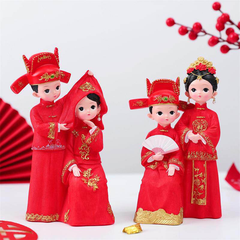 创意新郎新娘人偶摆件中国风新婚婚房装饰品桌面摆设喜庆结婚礼物