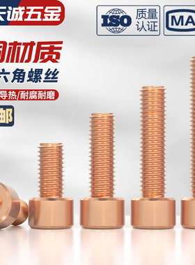 T2紫铜红铜黄铜内六角螺丝钉子紧盯内六方螺栓螺钉M4M5M6M8M10M12