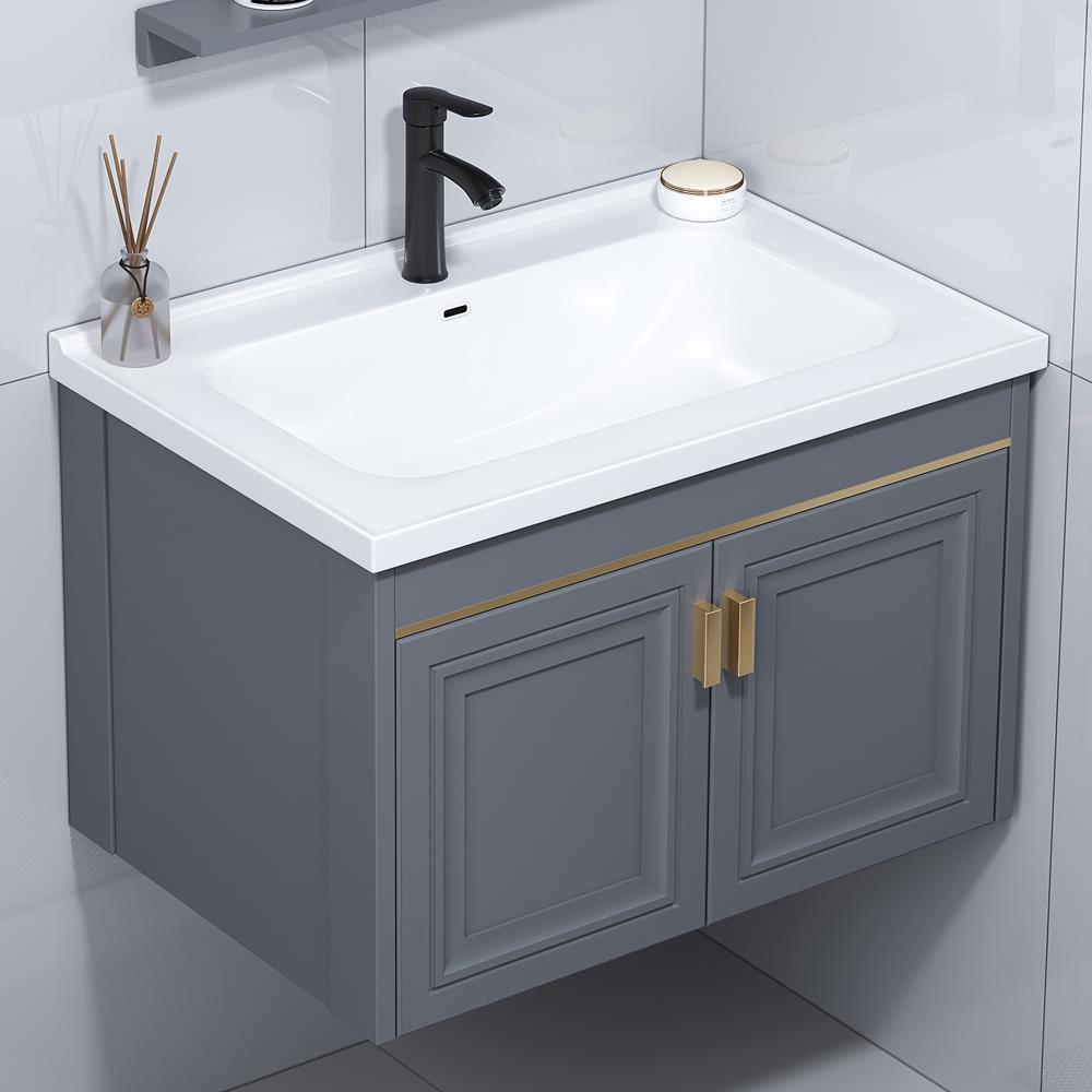 挂墙式洗脸盆阳台现代简约洗漱台小户型太空铝浴室柜洗手盆柜组合