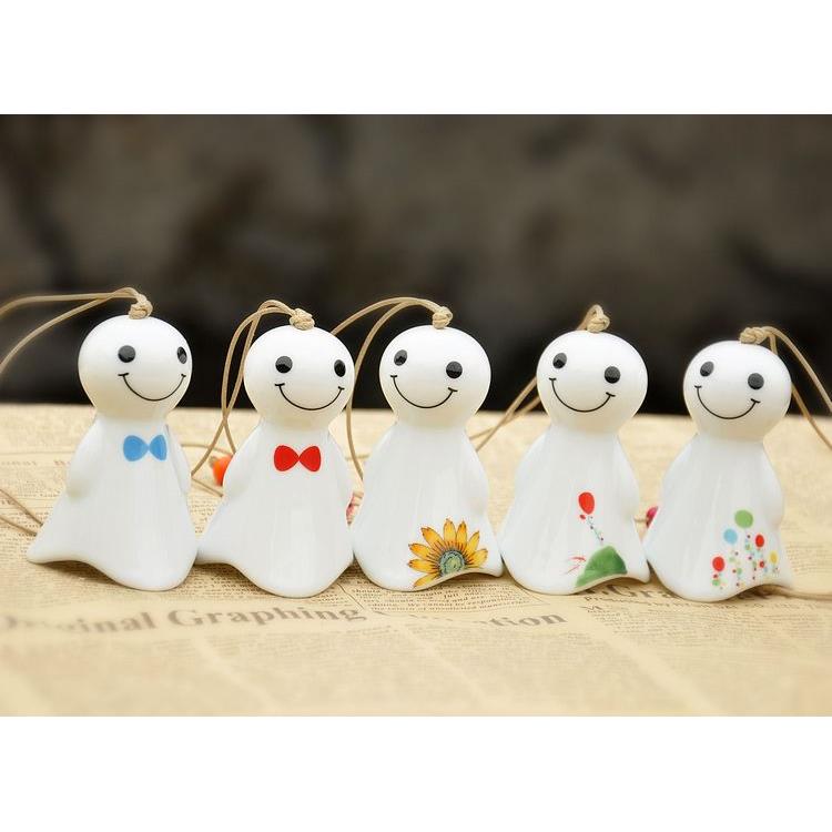 景德镇陶瓷风铃白色可爱情侣成双成对晴天娃娃日式铃