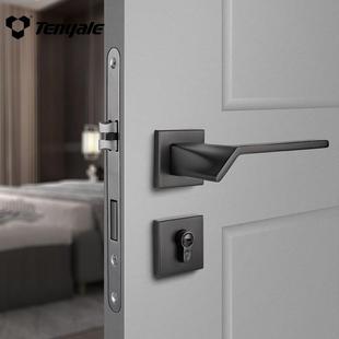 天宇门锁室内家用房门锁卧室黑色分体锁静音磁吸锁具通用型门把手