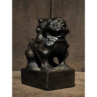 老石雕彷古山西青石正脸小狮子覆古陈设中式案头茶席摆件文玩包邮