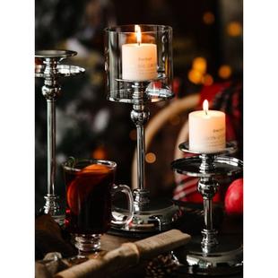 斯堪的纳维亚覆古无障碍豪华银烛台香味蜡烛风格饰品浪漫餐桌烛光