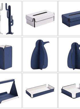 简约现代创意首饰架纸巾盒收纳架摆件样板间办公室客厅桌面装饰品